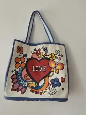 Brighton Canvas Tote, Multicolor Floral Artwork, Spring Summer